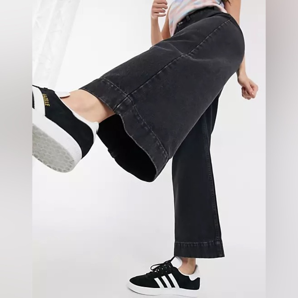 ASOS Design easy high waist wide leg jeans 🐈‍⬛ black denim 🐈‍⬛ - Picture 7 of 12